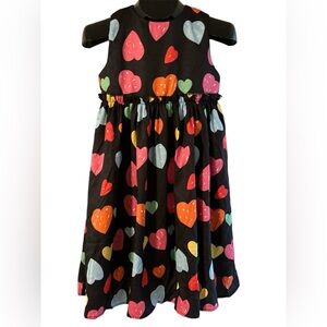 LOLA & THE BOYS Black Multicolor Hearts Dress Size 14T NWT